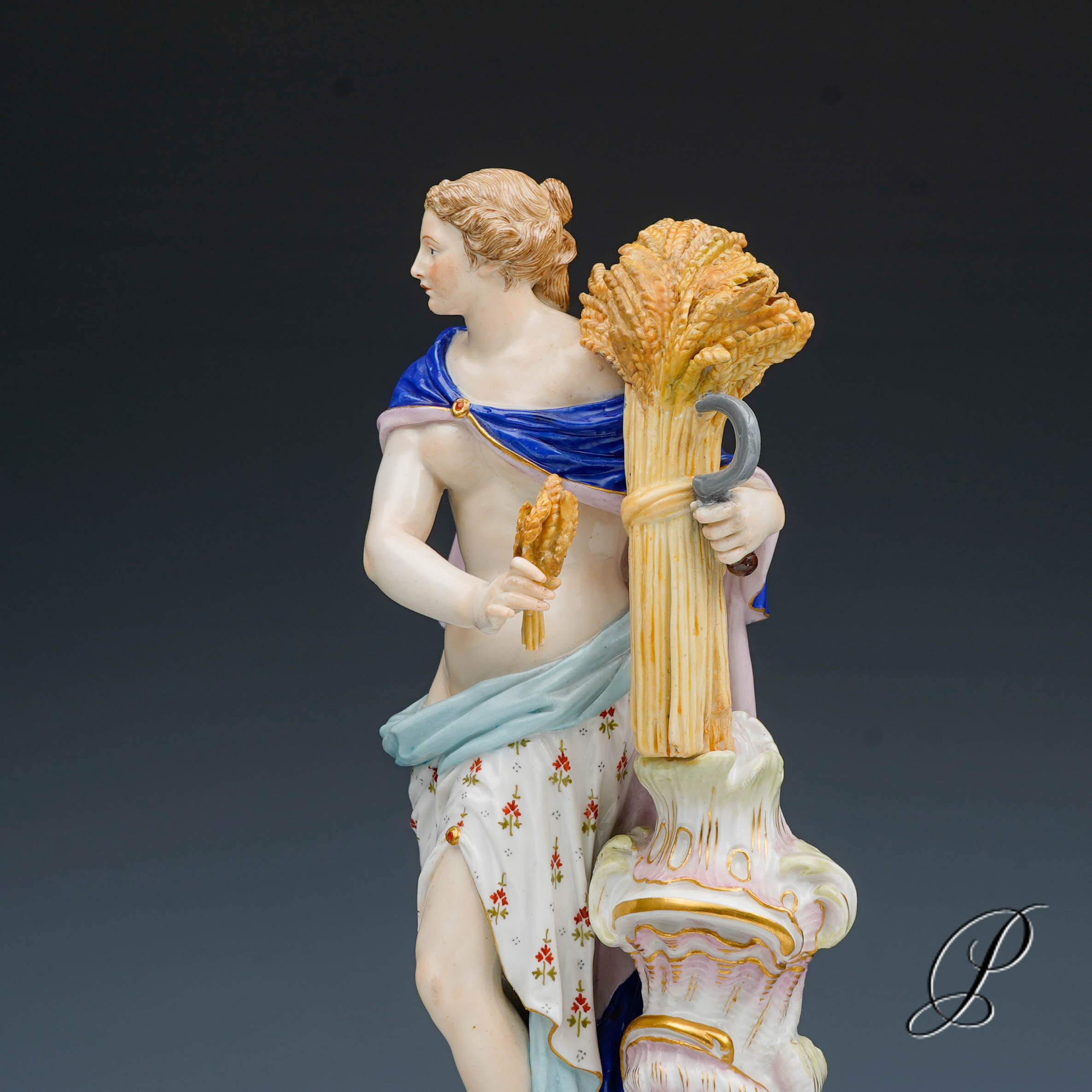 große Figur Meissen 1.Wahl Knaufzeit um 1890 " Allegorie der Sommer " von Elias Meyer – Bild 5