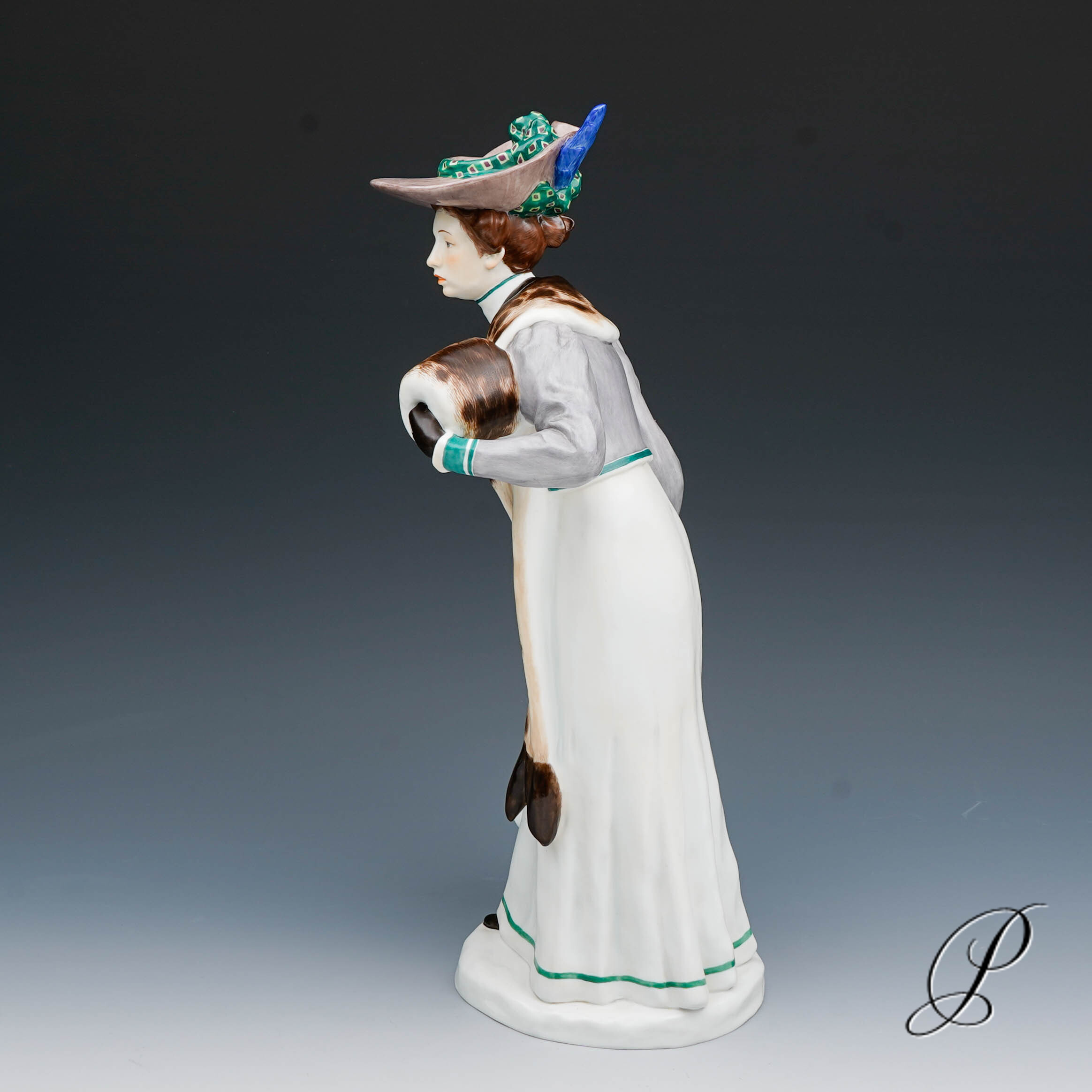 seltene Meissen Jugendstilfigur " Dame mit Muff" von Konrad Hentschel – Bild 6