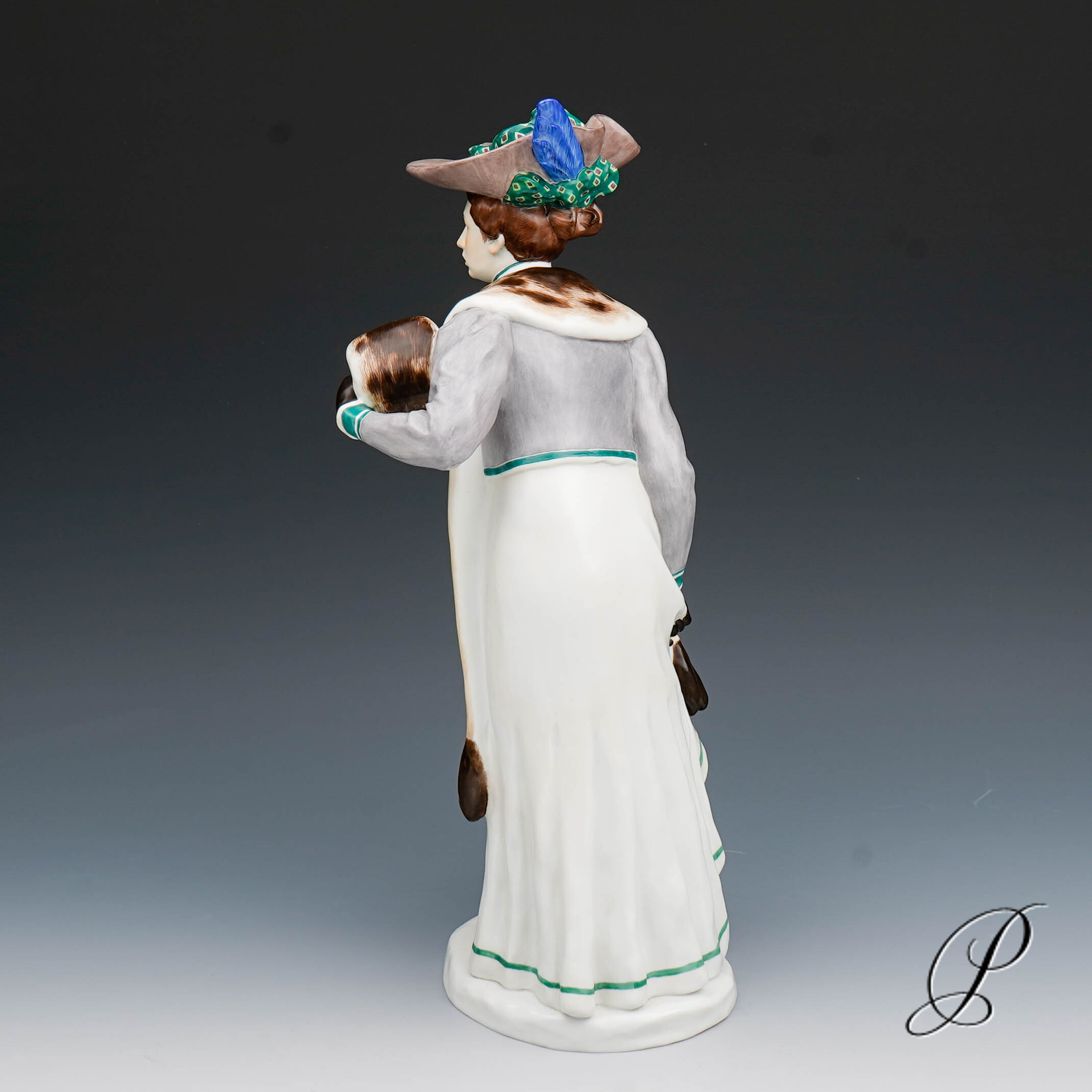 seltene Meissen Jugendstilfigur " Dame mit Muff" von Konrad Hentschel – Bild 7