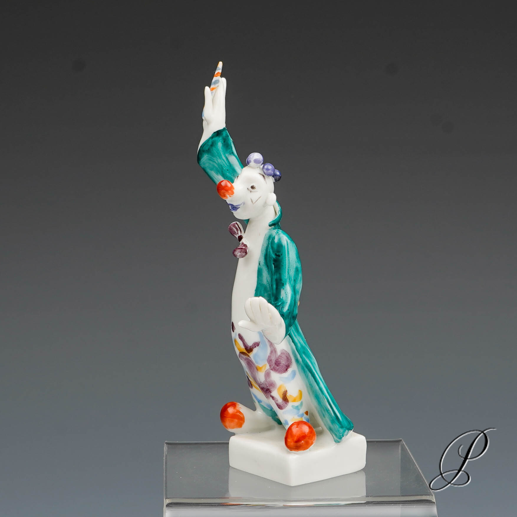 Figur Meissen 1.Wahl Clown als Dirigent aus der Clownkapelle von Peter Strang – Bild 2
