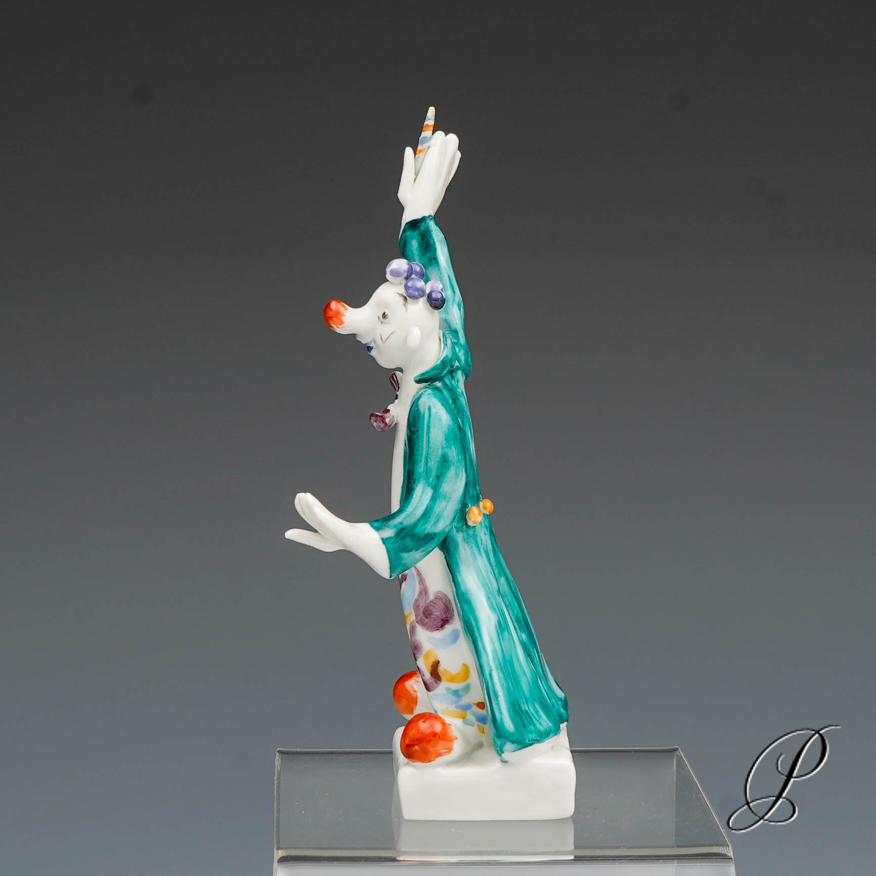 Figur Meissen 1.Wahl Clown als Dirigent aus der Clownkapelle von Peter Strang – Bild 3