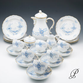 Kaffeeservice Meissen 1.Wahl im Dekor Indische Malerei blau